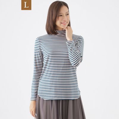 TRANSWORK L (Women/大きいサイズ)/トランスワークＬ 【L】【ウォッシャブル】マシュマロベア天ボーダーハイネックプルオーバーカットソー(U3P04446__)