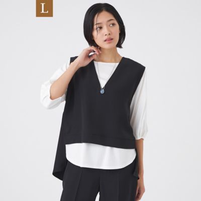 【送料無料】TRANSWORK L (Women/大きいサイズ)/トランスワークL ドライダブルクロス×スムースコンビカットソー(U3P04612__) アオ28L トップス【三越伊勢丹/公式】