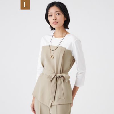 ＜TRANSWORK L (Women/大きいサイズ)＞【Ｌ】【ウォッシャブル】ドライダブルクロス×スムースコンビ（Ｕ３Ｐ０５６１２＿＿）