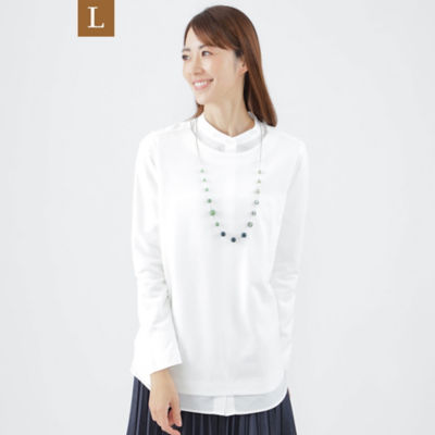 ＜TRANSWORK L (Women/大きいサイズ)＞【Ｌ】【ウォッシャブル】ダンボールニットプルオーバーカットソー（Ｕ３Ｐ０６２１６＿＿）