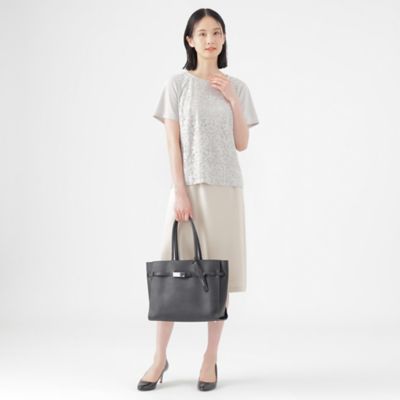 【Ｌ】【ウォッシャブル】【接触冷感】ラッセルレースコンビスムースプルオーバーカットソー（Ｕ３Ｐ０６５５３＿＿）