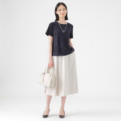 【Ｌ】【ウォッシャブル】【接触冷感】ラッセルレースコンビスムースプルオーバーカットソー（Ｕ３Ｐ０６５５３＿＿）