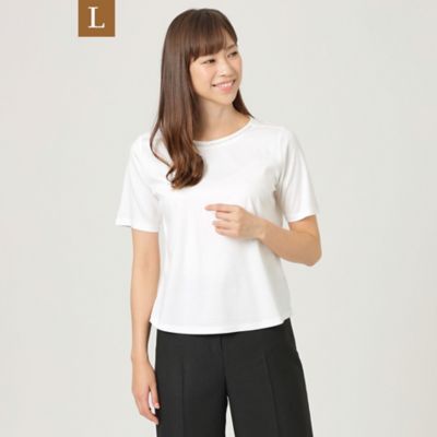 ＜TRANSWORK L (Women/大きいサイズ)＞【Ｌ】【ウォッシャブル】バイオシルケットスムースプルオーバーカットソー（Ｕ３Ｐ０９１４６＿＿）