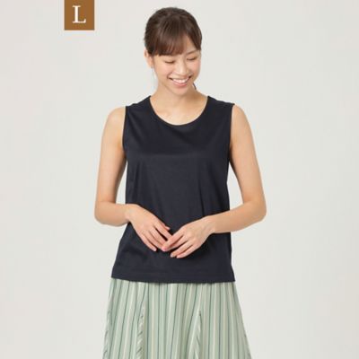 ＜三越伊勢丹/公式＞ TRANSWORK L (Women/大きいサイズ)/トランスワークL バイオシルケットスムースノースリーブカットソー アオ トップス【三越伊勢丹/公式】