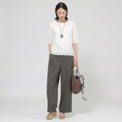 【Ｌ】【ウォッシャブル】カットワークチェックコンビカットソー（Ｕ３Ｐ１０５６１＿＿）