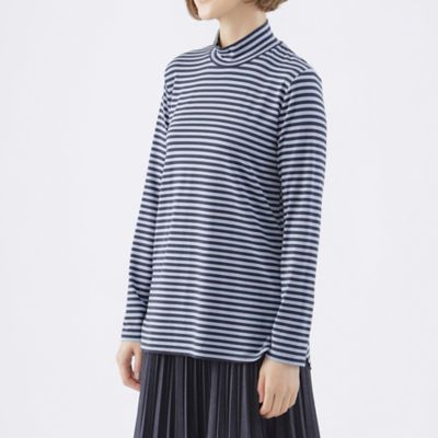 【Ｌ】【吸湿発熱】【ウォッシャブル】マシュマロベア天竺ボーダーハイネックカットソー（Ｕ３Ｐ１６２２６＿＿）