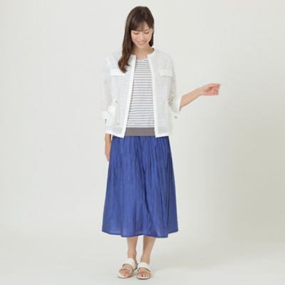 【Ｌ】【ウォッシャブル】【接触冷感】ハイツイストコットンボーダーＶネックカットソー（Ｕ３Ｐ３１１５３＿＿）