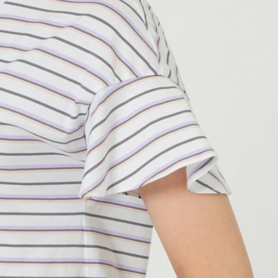 【Ｌ】【ウォッシャブル】【接触冷感】ハイツイストコットンボーダーＶネックカットソー（Ｕ３Ｐ３１１５３＿＿）