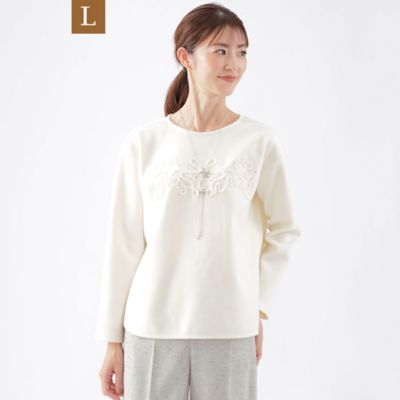 ＜TRANSWORK L (Women/大きいサイズ)＞【Ｌ】【ウォッシャブル】ウールライクポリエステルカットソー（Ｕ３Ｐ３１２６１＿＿）