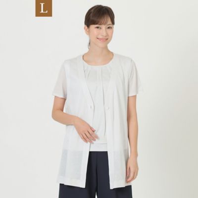 ＜TRANSWORK L (Women/大きいサイズ)＞【Ｌ】【ウォッシャブル】【接触冷感】オメガフライスカットソージレ（Ｕ３Ｐ３５１５８＿＿）