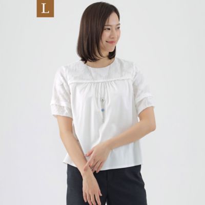 TRANSWORK L (Women/大きいサイズ)/トランスワークＬ 【Ｌ】【ウォッシャブル】カットジャカードプルオーバーカットソー（Ｕ３Ｐ４７３４５＿＿）