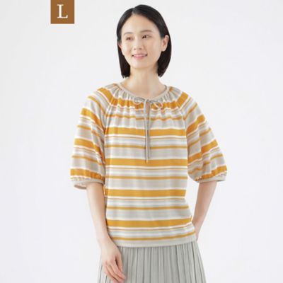 TRANSWORK L (Women/大きいサイズ)/トランスワークＬ 【L】【ウォッシャブル】ジャカードボーダープルオーバーカットソー(U3P68368__)