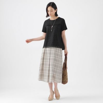 【Ｌ】【接触冷感】【吸水速乾】【抗菌防臭】【ＵＶ】【ウォッシャブル】レースコンビチュニックカットソー（Ｕ３Ｐ８１３８０＿＿）