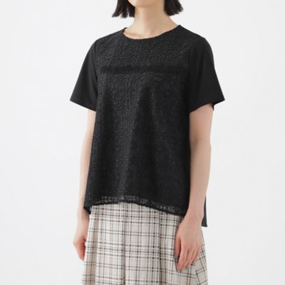 【Ｌ】【接触冷感】【吸水速乾】【抗菌防臭】【ＵＶ】【ウォッシャブル】レースコンビチュニックカットソー（Ｕ３Ｐ８１３８０＿＿）