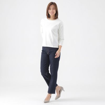 【Ｌ】【ウォッシャブル】ブレンドデニムバレル風ストレートパンツ（Ｕ３Ｒ０６５２２＿＿）