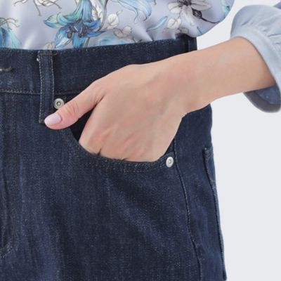 【Ｌ】【ウォッシャブル】センターラインワイドデニムパンツ（Ｕ３Ｒ１７３２０＿＿）