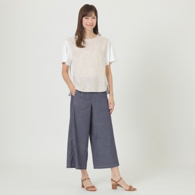 【Ｌ】【ウォッシャブル】シャンブレーツイルワイドパンツ（Ｕ３Ｒ３０１５５＿＿）