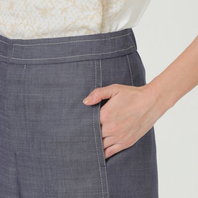 【Ｌ】【ウォッシャブル】シャンブレーツイルワイドパンツ（Ｕ３Ｒ３０１５５＿＿）