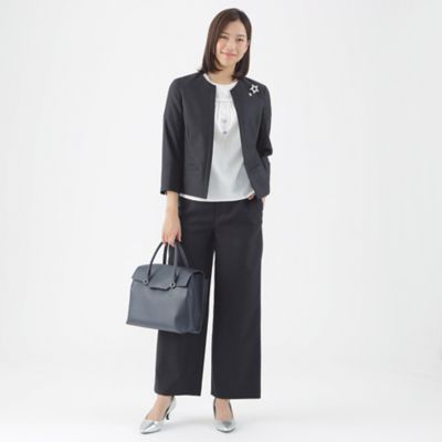【Ｌ】【美シリーズ】【セットアップ対応】【ウォッシャブル】リネンライクブッチャーワイドストレートパンツ（Ｕ３Ｒ４８３４２＿＿）