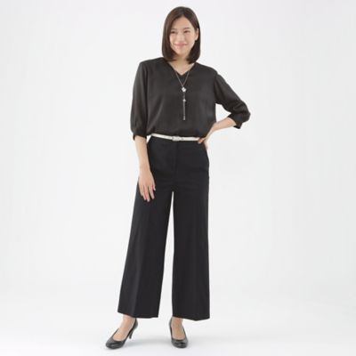 【Ｌ】【美シリーズ】【接触冷感】【ＵＶ対策】【ウォッシャブル】ストレッチワイドパンツ（Ｕ３Ｒ５０３４３＿＿）