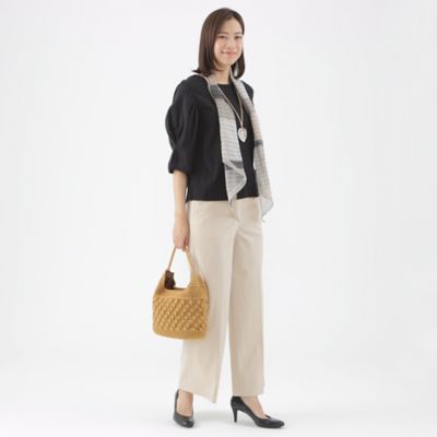 【Ｌ】【美シリーズ】【接触冷感】【ＵＶ対策】【ウォッシャブル】ストレッチワイドパンツ（Ｕ３Ｒ５０３４３＿＿）