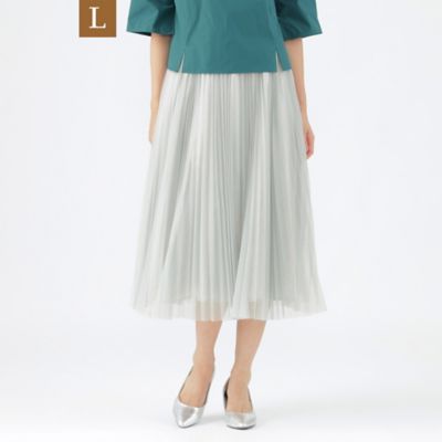 TRANSWORK L (Women/大きいサイズ)/トランスワークＬ 【新色追加】【L】【ウォッシャブル】シアーチュールアコーディオンプリーツスカート(U3S01402__)