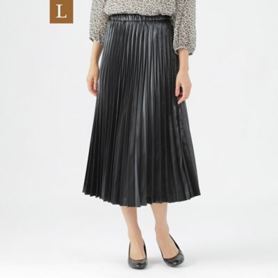 TRANSWORK L (Women/大きいサイズ)/トランスワークＬ 【L】【ウォッシャブル】レザーライクサテンプリーツスカート(U3S03403__)