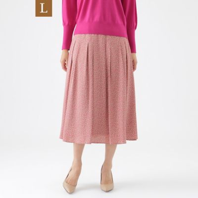 TRANSWORK L (Women/大きいサイズ)/トランスワークＬ 【L】【ウォッシャブル】ジオメトリックプリントタックスカート(U3S10442__)