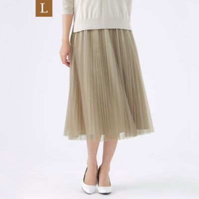 TRANSWORK L (Women/大きいサイズ)/トランスワークＬ 【L】【ウォッシャブル】シアーチュールアコーディオンプリーツスカート(U3S34335__)