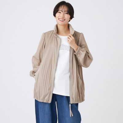 はっ水】【防風】【ウォッシャブル】ジャージープリーツアウター
