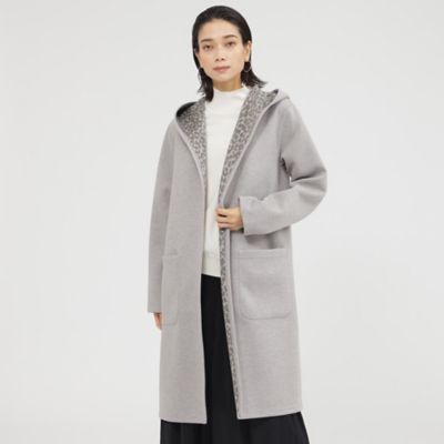 ＜EVEX by KRIZIA (Women)＞＊ＳＴＯＲＹ掲載＊【カタログ掲載品】【ウォッシャブル】【リバーシブル】レオパードダンボールフーデットコーディガン（Ｕ５Ａ０６４４１＿＿）