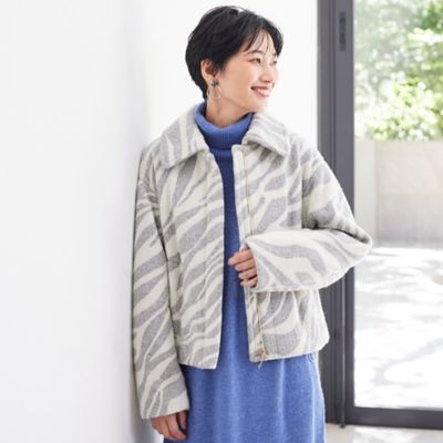 ＜EVEX by KRIZIA (Women)＞２３ＡＷ＊Ｗｉｎｇｓ掲載＊ゼブラウールジャカードショートブルゾン（Ｕ５Ｂ１３２７３＿＿）