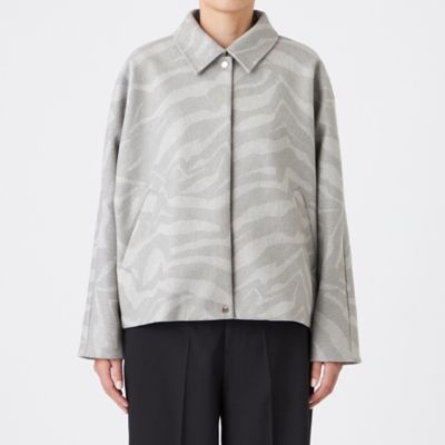 ウォッシャブル】ゼブラプリントウールライクジャージ―ブルゾン