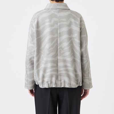 ウォッシャブル】ゼブラプリントウールライクジャージ―ブルゾン