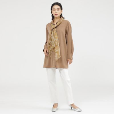 haru です★美品★サテンBIGシャツ Loungedress ブラウス シャツ サテンBIGシャツ レディース