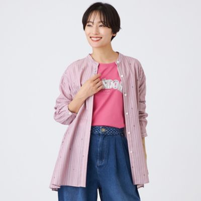 ＜EVEX by KRIZIA (Women)＞【カタログ掲載品】【ウォッシャブル】ストライプジャカードビジューブラウス（Ｕ５Ｍ０６６３１＿＿）