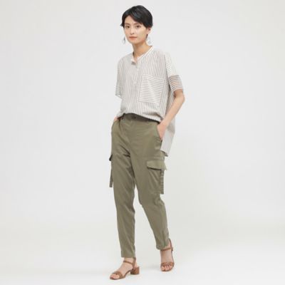 【ウォッシャブル】シアーコンビストライプフレンチスリーブブラウス（Ｕ５Ｍ０９３６４＿＿）