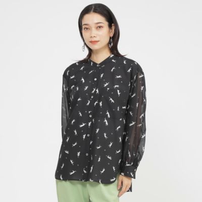 ＜EVEX by KRIZIA (Women)＞【１枚できまる】【カタログ掲載品】【ウォッシャブル】クラフトパンサーシアーコンビブラウス（Ｕ５Ｍ１６５６６＿＿）