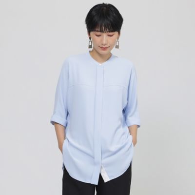 【夏でもさらっと】【吸水速乾】【ウォシャブル】バックサテンジョーゼットブラウス（Ｕ５Ｍ１８５８１＿＿）