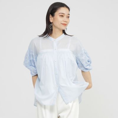 【SALE】EVEX by KRIZIA (Women)/エヴェックス バイ クリツィア【SANYO Style EDITION掲載】タイルジャカードコンビブラウス(U5M19582__) アオ22L トップス【三越伊勢丹/公式】