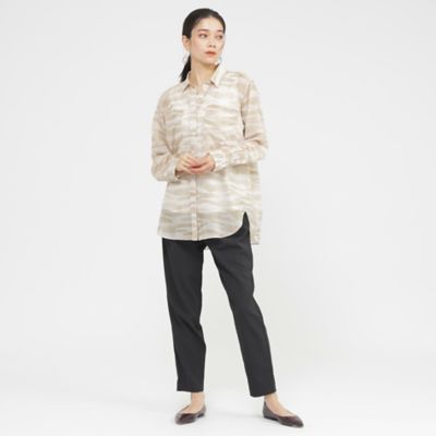 接触冷感】【ウォッシャブル】シアーボイルゼブラロングシャツ