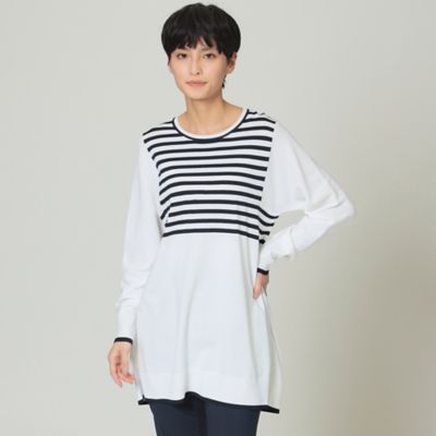 ＜EVEX by KRIZIA (Women)＞【ウォッシャブル】レーヨンナイロンストレッチボーダーニット（Ｕ５Ｎ０１１１８＿＿）