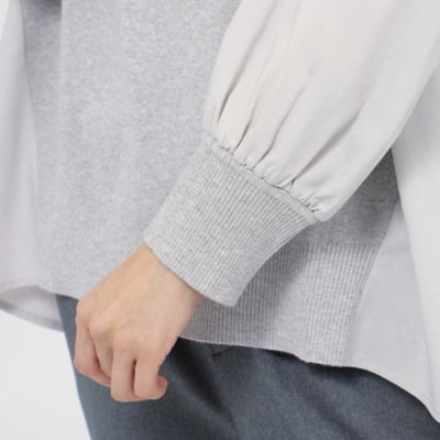 【１枚で着映える！】【カタログ掲載品】【ウォッシャブル】ブラウスコンビプルオーバーニット（Ｕ５Ｎ０６４４４＿＿）
