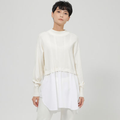 ＜EVEX by KRIZIA (Women)＞２３ＡＷ＊Ｗｉｎｇｓ掲載＊【ウォッシャブル】シャツレイヤーチュニックニット（Ｕ５Ｎ０７２３７＿＿）