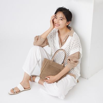 【ＳＡＮＹＯ　Ｓｔｙｌｅ　ＥＤＩＴＩＯＮ掲載】【ウォッシャブル】アイレットメッシュレイヤードニット（Ｕ５Ｎ１６６１７＿＿）