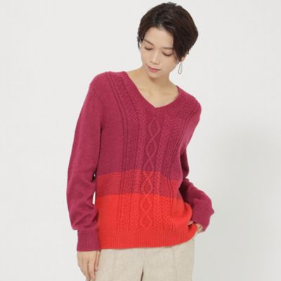 ＜三越伊勢丹/公式＞【SALE】EVEX by KRIZIA (Women)/エヴェックス バイ クリツィア 23AW＊Wings掲載＊グラデーションケーブルニット アカ トップス【三越伊勢丹/公式】