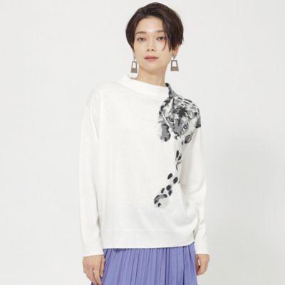 ＜EVEX by KRIZIA (Women)＞【８０周年記念アイテム】スノーレオパードボトルネックインターシャニット（Ｕ５Ｎ８０２７４＿＿）