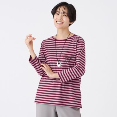 【SALE】EVEX by KRIZIA (Women)/エヴェックス バイ クリツィア エンブロイダリーボーダーカットソー(U5P02604__) アカ14L トップス【三越伊勢丹/公式】