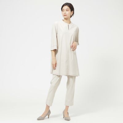 【接触冷感】【ウォッシャブル】ハイゲージメリルハイテンションバンドカラーチュニック（Ｕ５Ｐ０６３３７＿＿）