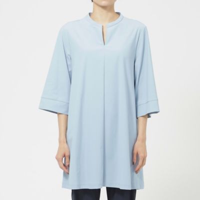 【接触冷感】【ウォッシャブル】ハイゲージメリルハイテンションバンドカラーチュニック（Ｕ５Ｐ０６３３７＿＿）